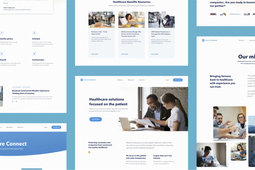 Fresh designed Healthcare Bluebook to provide a streamlined patient-provider workflow, leveraging a traditional CMS website platform builder.