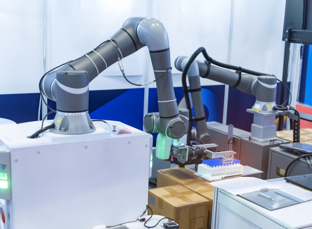 A robot arm might be used to automate test tube handling in biological experiments, which would require medical device engineering.